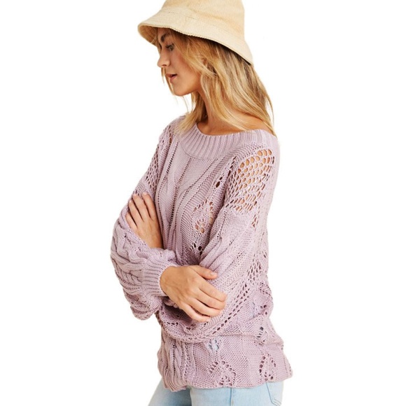 Cable Knit One Shoulder Sweater - Picture 2 of 5